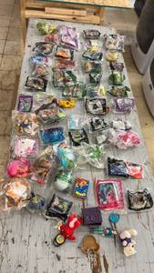 Collection of McDonald's and Burger King Toys with Coleman Cooler