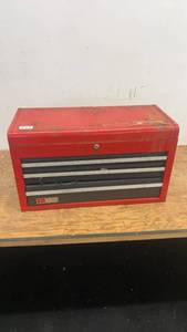lot 12 image: Red Tool Chest with Assorted Hand Tools