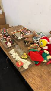 lot 92 image: Assorted Holiday Decorations Including Figurines and Plush Toys