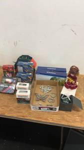 lot 93 image: Assorted LED Light Sets, Collectible Doll, and Metal Wall Decorations