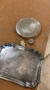 lot 109 image: Set of Silver Serving Trays with Ornate Design