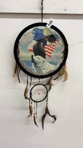 lot 146 image: Decorative Dreamcatcher with American Flag and Wildlife Design