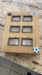 lot 168 image: Wooden Sports Theme Display Box with Compartments