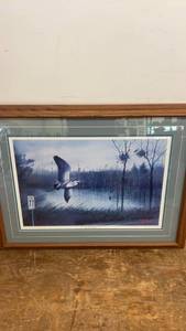 lot 245 image: Framed and Signed Les C. Kouba Print The Great Blue Heron Rookery