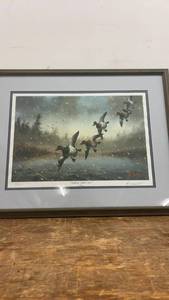 lot 248 image: Limited Edition Signed Print Redheads Battle Snow by Les C. Kouba