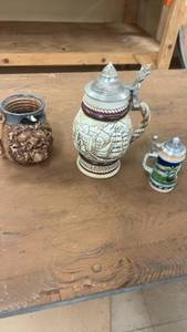 lot 291 image: Collection of 3 Vintage Beer Steins and Mug with Unique Designs