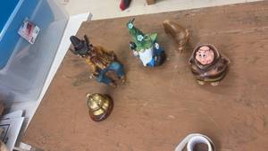 lot 294 image: Collection of Decorative Figurines and a Brass Bell