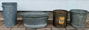 lot 26 image: Gedneys 3 gallon Salad Dressing Container and Galvanized Metal Bucket Collection