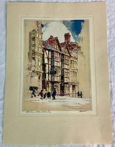 lot 34 image: Old Inn, Winchester Matted Watercolor Print by A.F. Mettel