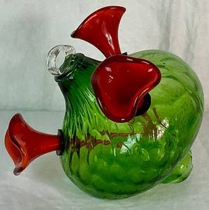 lot 31 image: Handblown Glass Hummingbird Feeder with 3 Glass Feeding Ports