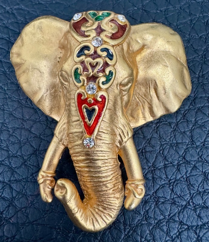 lot 51 image: Vintage A.J.C. Gold Tone Elephant Brooch