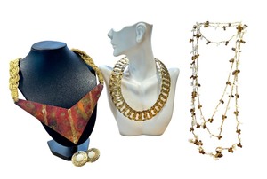 lot 16K image: Vintage Woven Metal Necklace, Vintage Les Bernard Beaded Necklace and More
