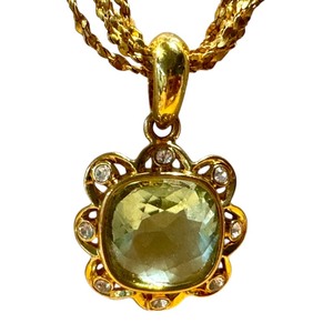 lot 27G image: Vintage Nolan Miller Faux Peridot Gold Tone Necklace