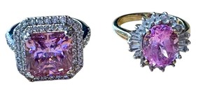 lot 3L image: Two Gorgeous Sterling Silver and Pink Stone Rings including A Radiant Cut Sterling Silver and Pink Stone Ring