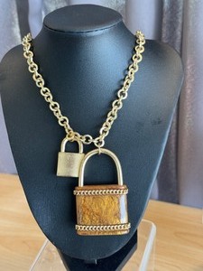 lot 23K image: Chicos Sienna Gold Lock Necklace