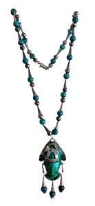 lot 3K image: Sterling Silver 925 Malachite Green Stone Warrior Taxco