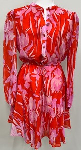 lot 4 image: Milly Reina Parrot Tulip Dress in Coral - Size 8