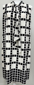 lot 46 image: SoCa by St. John White and Black Print Silk Sleeveless Dress - Size L