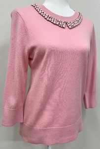 lot 19 image: Kate Spade Pale Pink Pan Collar Sweater with Embellished Collar - Size L