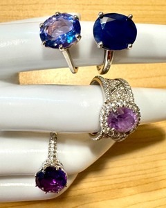 lot 9L image: Four Beautiful Sterling Silver and Gemstone Rings