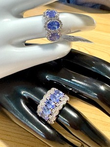 lot 8L image: Two Dazzling Tanzanite and Cubic Zirconia Sterling Silver Rings