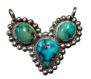 lot 3J image: Sterling Silver Turquoise Pendant with 925 Stamp