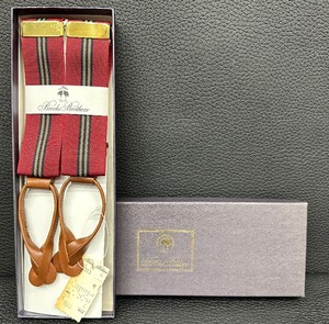 lot 39 image: Brooks Brother Extra Long Striped Button Loops Suspenders - NWT and Original Box