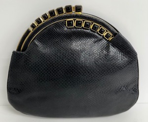 Vintage Judith Leiber Black Snakeskin Evening Bag