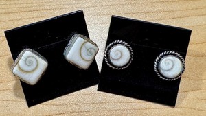 lot 22J image: Set of 2 Pairs of Vintage Fossil Stone Earrings