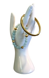 lot 37J image: Sterling Silver and Gold Plate Beaded Bracelet Set