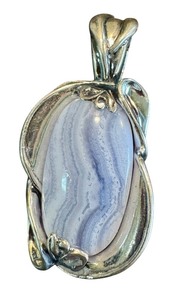 lot 40J image: Carolyn Pollack 925 Silver and Blue Lace Agate Pendant