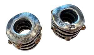 lot 60J image: Pair of Pandora 925 ALE Silver Spacers with Unique Design