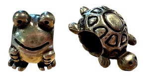 lot 62J image: Pandora Sterling Silver Frog and Turtle Charms