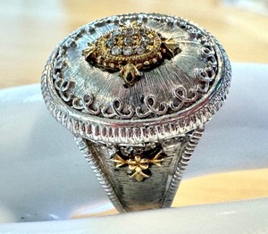 lot 47G image: Gabriel & Co Sterling and 18K Gold Ring, Size 8