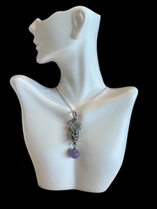 lot 52J image: AGG 925 Sterling Silver Dragon Pendant with Purple Gemstone