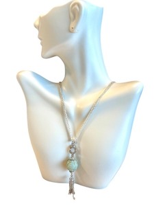 lot 56J image: Elegant 925 Sterling Silver Necklace with Jade Pendant