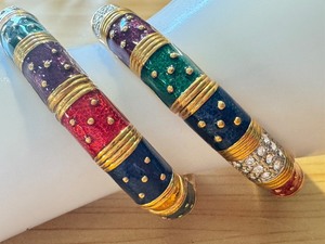 lot 90J image: Pair of Joan Rivers Enamel and Rhinestone Bangles