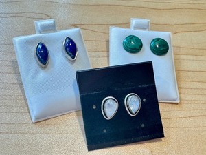 lot 91J image: Set of 3 Pairs of Labradorite, Moonstone, and Malachite Post Earrings