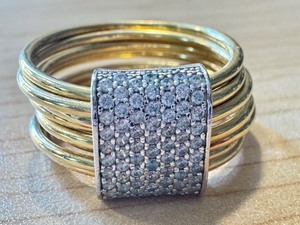 lot 103C image: Size 7.5 Italian 925 Silver and Gold-Plated Multi-Band Ring