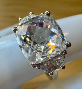 lot 96C image: Size 8 Simulated Diamond Ring with Rhodium Plated Sterling Silver