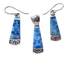 lot 108C image: Sterling Silver 925 Blue Stone Earring Set