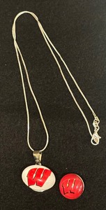 lot 67X image: University of Wisconsin Madison Sterling Silver Snap Necklace