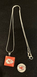 lot 110X image: Kansas City Chiefs Football Sterling Silver Snap Necklace