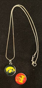 lot 121X image: University of Iowa and Iowa State Sterling Silver Snap Necklace