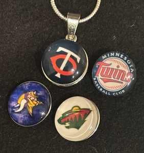lot 143X image: Minnesota Twins Baseball, Wold Hockey and Vikings Football Sterling Silver Snap Necklace