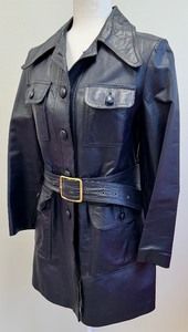 lot 41 image: Vintage Midnight Blue Leather Jacket