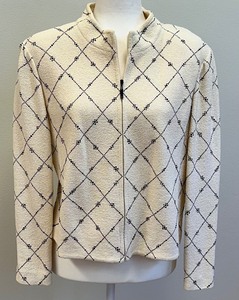 lot 45 image: Lovely St. John Knit and Jewel Zip Up Sweater - Size 12