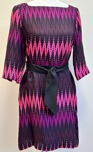 lot 51A image: Milly of New York Colorful Silk Belted Shift Dress - Size 8