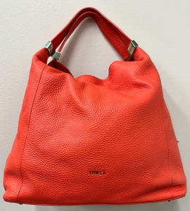lot 11 image: Furla Coral Pebble Leather Two-Strap Handbag with Gold Hardware