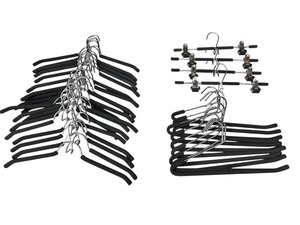 lot 71 image: Set of 30 Chrome Clothes Hangers with Black Foam Overlay